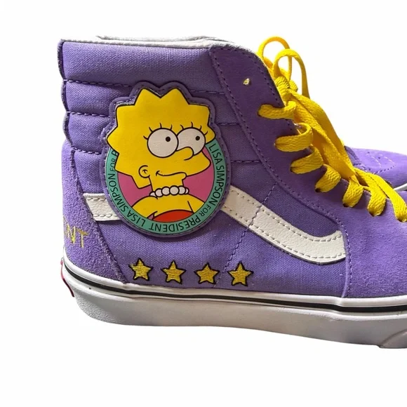 Vans Women’s Lisa Simpson Limited Edition Purple and Yellow High-Top Sneakers - Picture 2 of 9